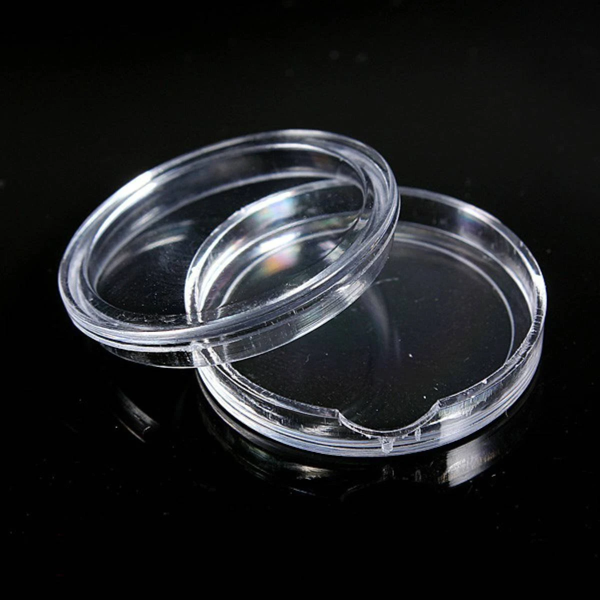 10 pcs Small round transparent plastic coin capsules box 35mm