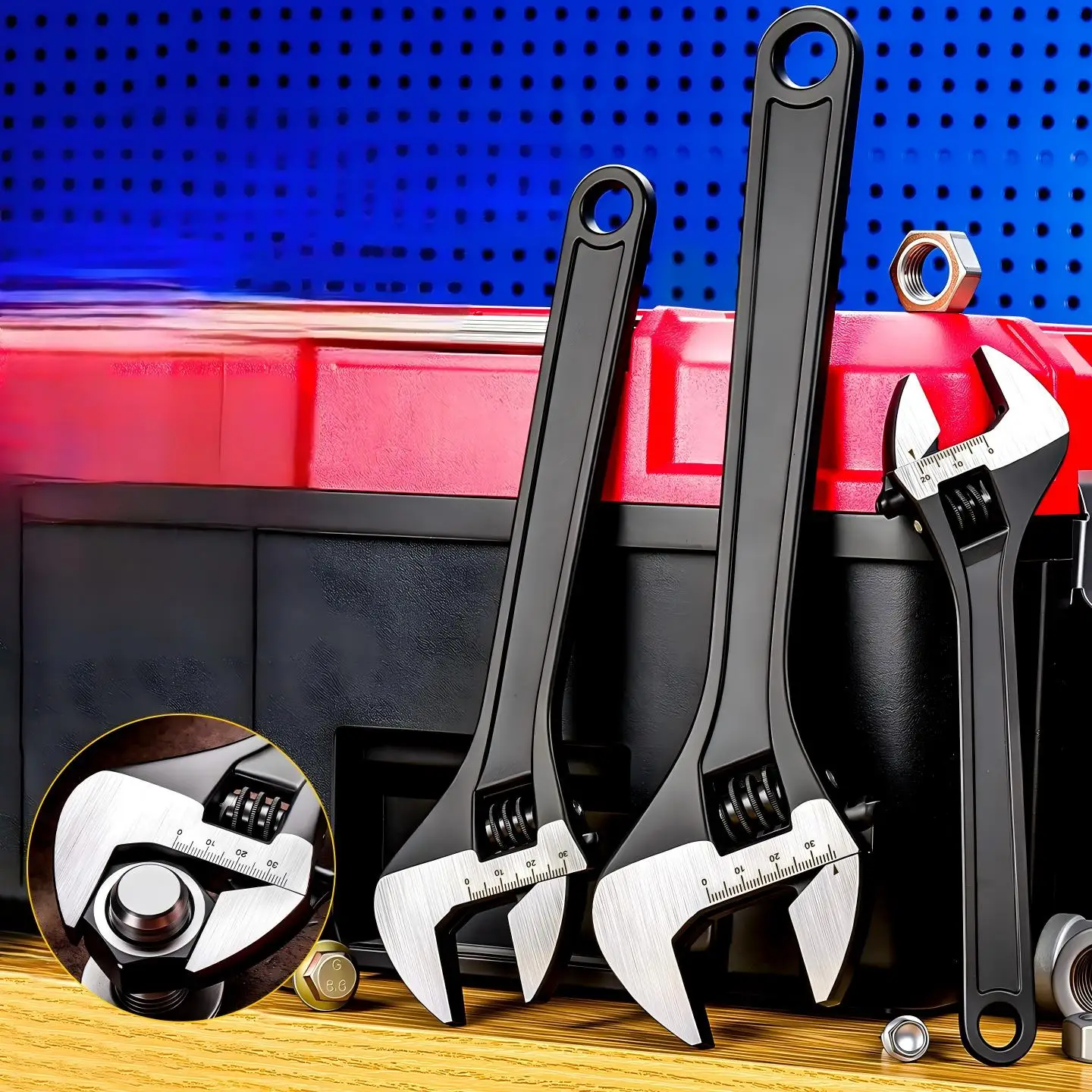 Adjustable Wrench 12 Inch Large Opening Multifunctional Blackened Steel Open End Spanner For Auto Motorcycle Repair Home Use