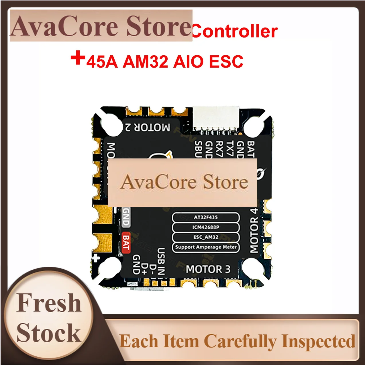 AvaCoreDarwinFPV Waterproof Cement Series Ultra-Durable F4 60A Flight Controller Stack F435 30A / 45A AM32  F4 60A MPU6000
