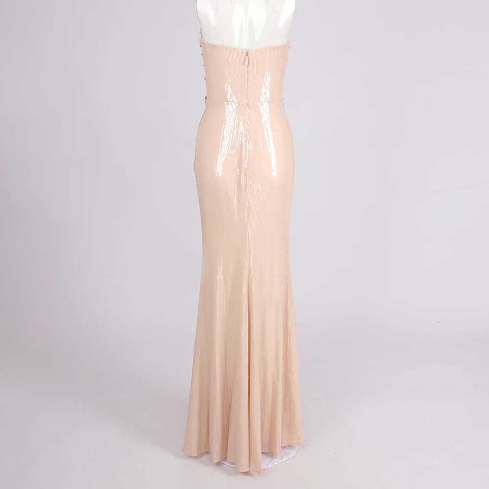 Glamorous Pink Beaded Mermaid Gown with Sweetheart Neckline and Cutout Details – Formal Evening Party Dress for Women