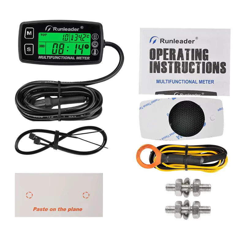 Therye.com-Tachymètre numérique LCD, compteur horaire, température pour pelouse, tracteur, compresseur, générateur, motoneige, jet ski marin, pit bi