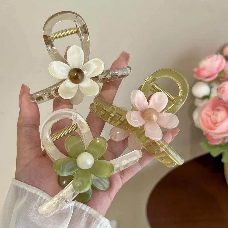 Neue Farbverlauf Blume Haar Kralle Clips süße Mädchen Klemme Haars pangen exquisite Eleganz Hai Krabben Clips für Frauen Haarschmuck