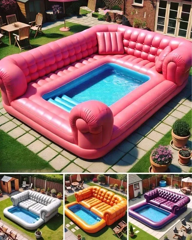 Large Inflatable Sofa Pool for Outdoor and Indoor Relaxation Water Resistant Durable Design