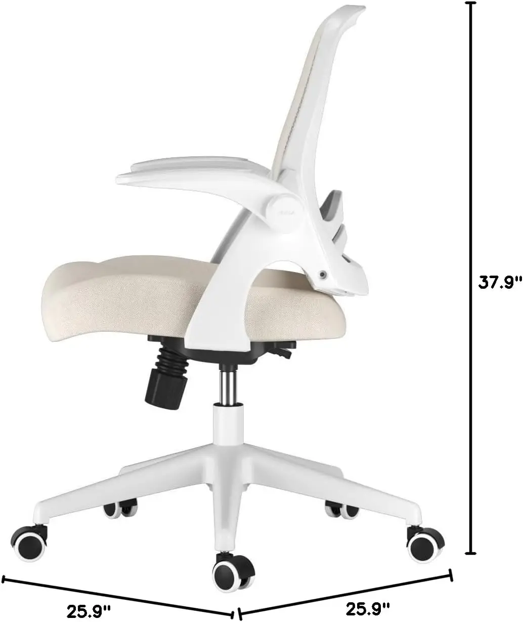 Office Chair, Desk Chair with Flip-Up Armrests and Saddle Cushion, Ergonomic Office Chair with S-Shaped Backrest, Swivel, Mesh