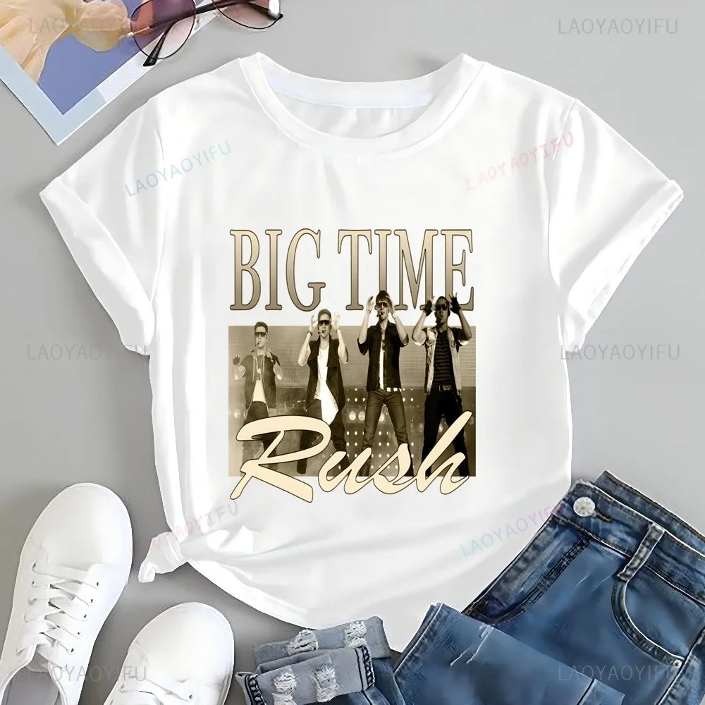 Streetwear BTR Band Printed T-shirt Top Big Time Rush Neutral Trend Harajuku Short Sleeve Unisex Shirt Graphic Large T-shirt