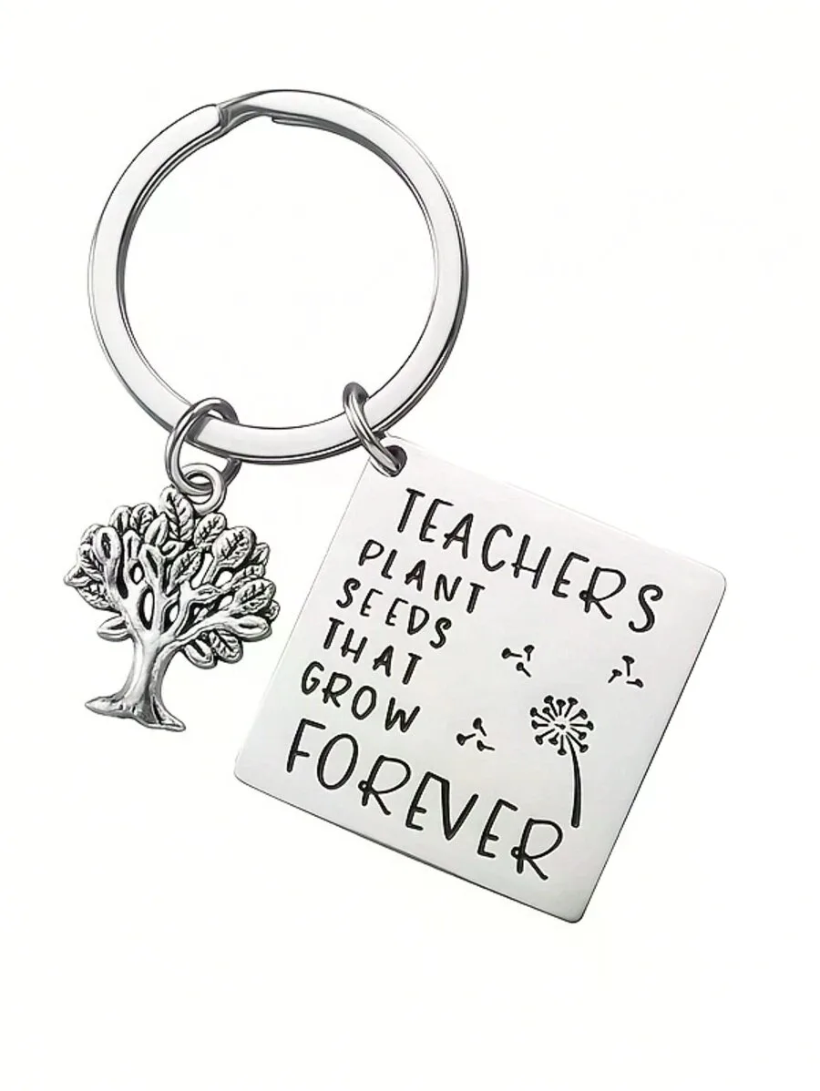 1pc Teacher Appreciation Gift Men Keychain, Teacher Graduation Gift, Teacher Planting Seeds Of Everlasting Prosperity Teacher Gift Men Keychain (Tree Of Life) Car Accessories Bag Charm School Plan