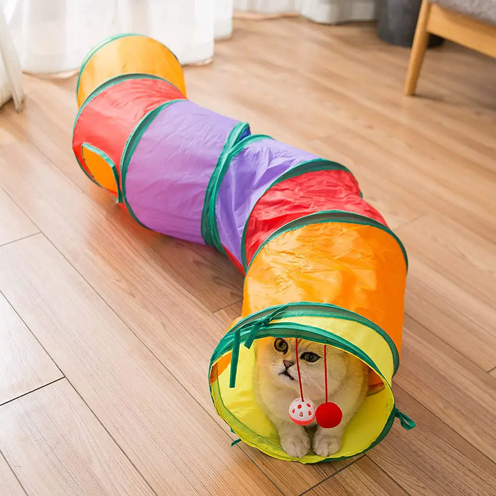 Cat Tunnel Toy Funny Pet Holes Play Tubes Collapsible Crinkle Kitten Toys Puppy Ferrets Rabbit Play Dog Tunnel Tubes