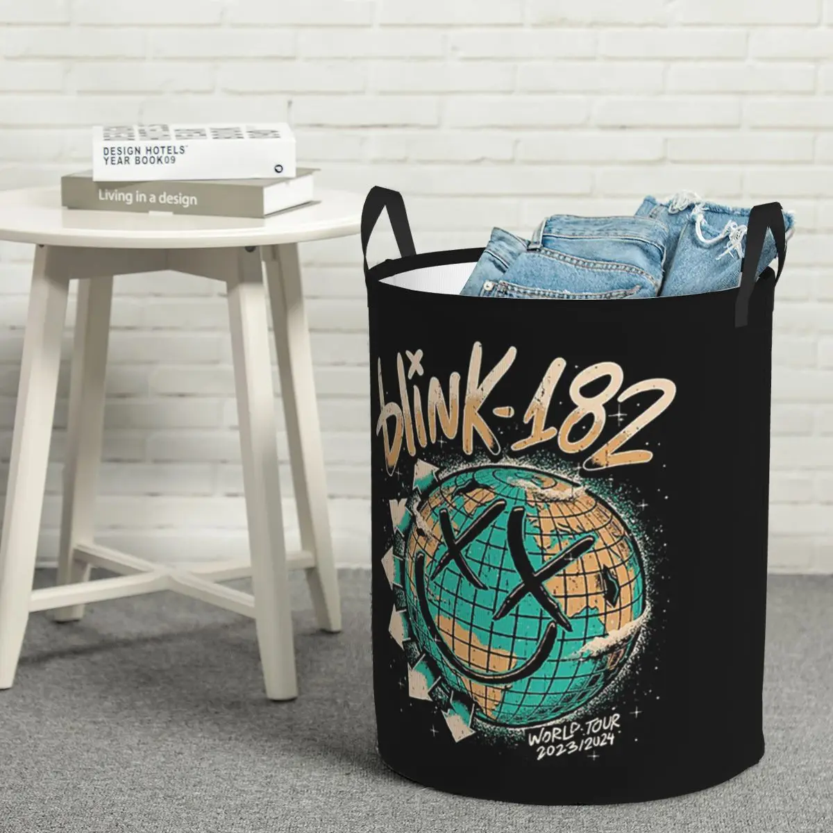 Blink 182 punk sorriso cestas de lavanderia dobráveis roupas sujas brinquedos cesta de armazenamento de artigos diversos grande cesto à prova dwaterproof água para casa crianças