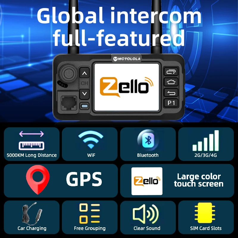 Motolola mini android 4g tela de toque inteligente carro walkie talkie global ptt 5000km 4g lte portátil rádio do carro móvel wifi