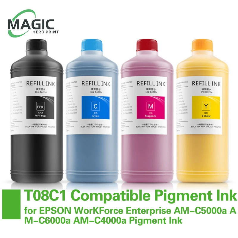 

1000ML Pigment Compatible for Epson WorKForce Enterprise AM-C5000a AM-C6000a AM-C4000a Pigment Ink T08C1-T08C4 T08D1-T08D4