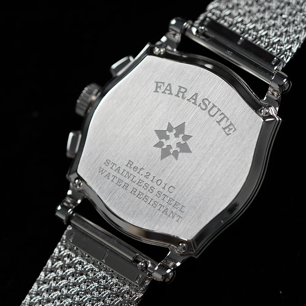 นาฬิกาข้อมือผู้ชาย FARASUTE รุ่นใหม่ ระบบโครโนกราฟ กลไกไขลาน ใช้เครื่อง Seagull ST19  กระจกแซฟไฟร์ reloj hombre