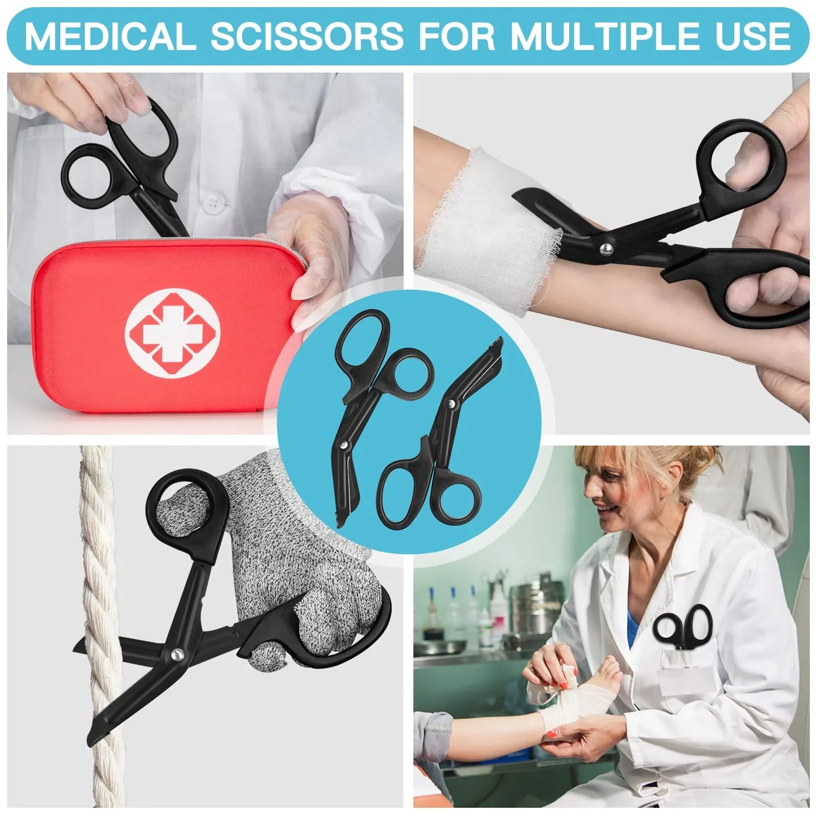 7.5 Inches Premium Stainless Steel Trauma Shears for Left and Right Hand - Non-Stick Coated Blades Medical Scissors