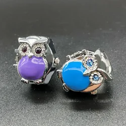 Rhinestone Owl Small Dial Quartz Analog Ring Watch Personality Clamshell Design Adjustable Clock Rings Women's Accessories Gifts