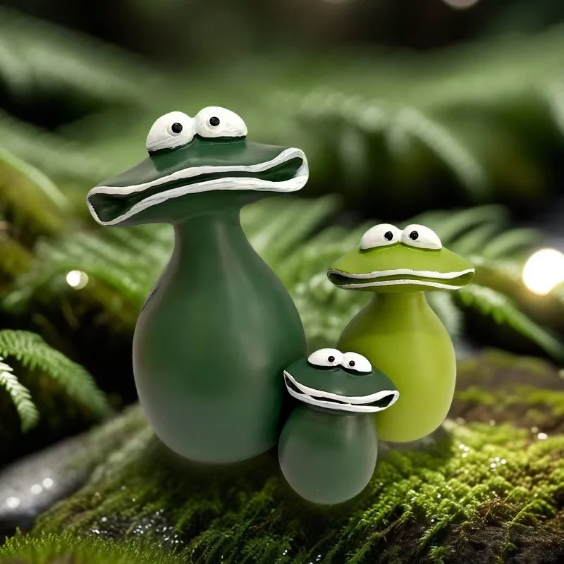

3pcs Creative Big-mouthed Frog Prank Ornaments, Cute Decorative Designs, Home Courtyard Resin Handicrafts, Cute Frogs Decor