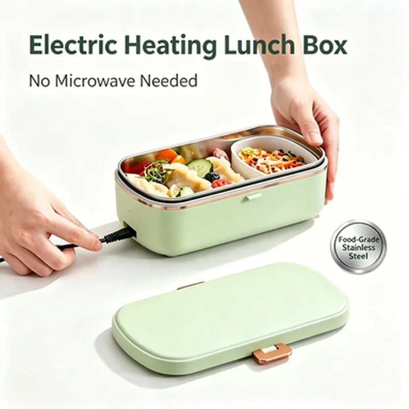 Olla eléctrica multifuncional para cocinar al vapor de 900 ml, calentador de alimentos portátil con autocalentamiento, lonchera con conservación del calor para uso en la oficina.