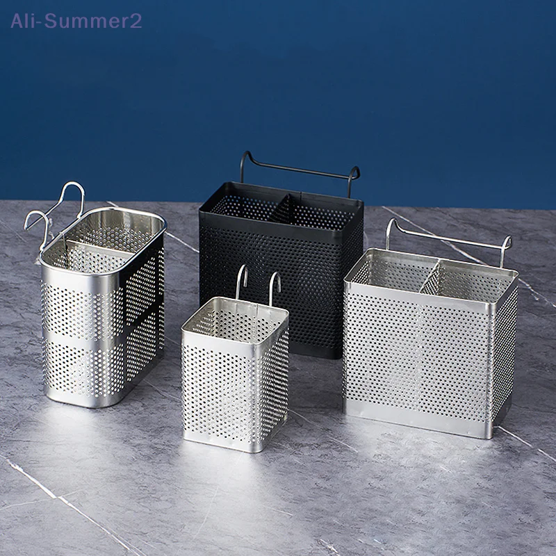 {MX} Suporte de utensílio de aço inoxidável com grade 1/2, cesta de pauzinho pendurável, colher, garfo, máquina de lavar louça, rack de secagem, organizador de ferramentas de cozinha