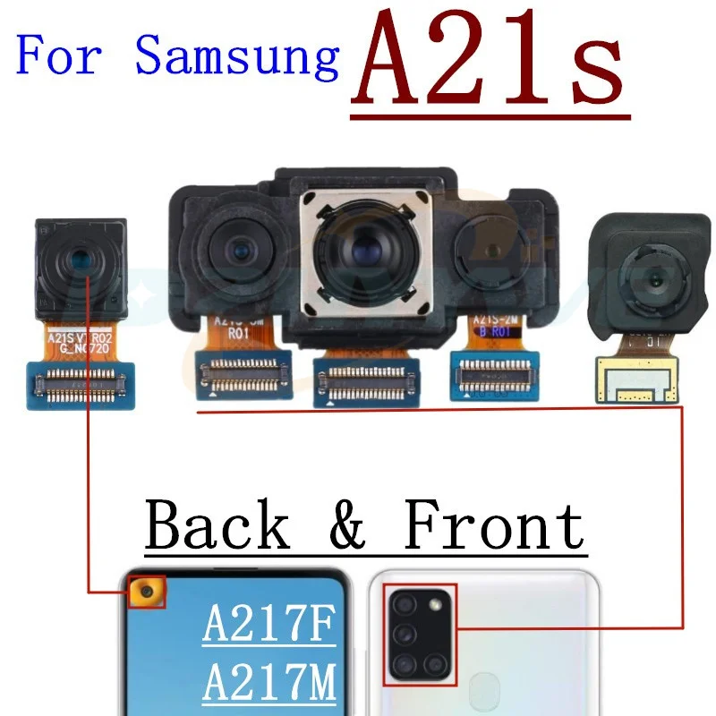 Rear Camera For Samsung Galaxy A21 A215 A21s A217 Back Big Main Front Facing Camera Module Flex Cable Spare Parts