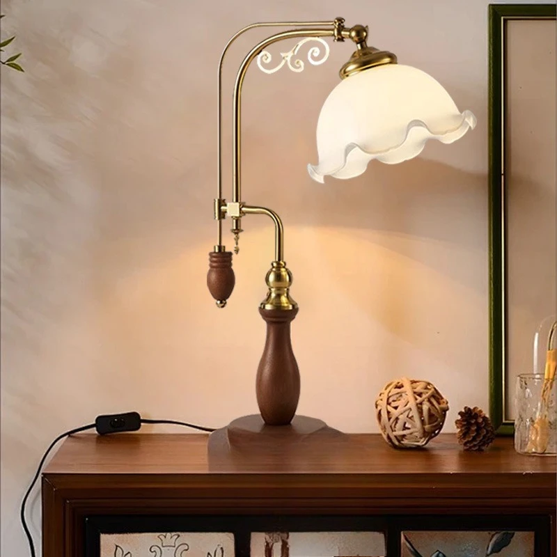 American vintage desk , French nostalgic glass, artistic study bedroom bedside lamp