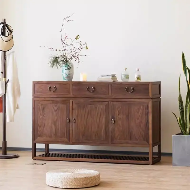 

Solid wood shoe cabinet, North American black walnut furniture side cabinet, modern simple storage cabinet