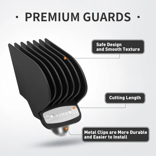 Imagen 2 del producto Protectores de cortapelos YINKE para cortapelos Wahl con Clip de Metal, accesorios de peine guía de límite de longitudes de corte de 6 tamaños Premium