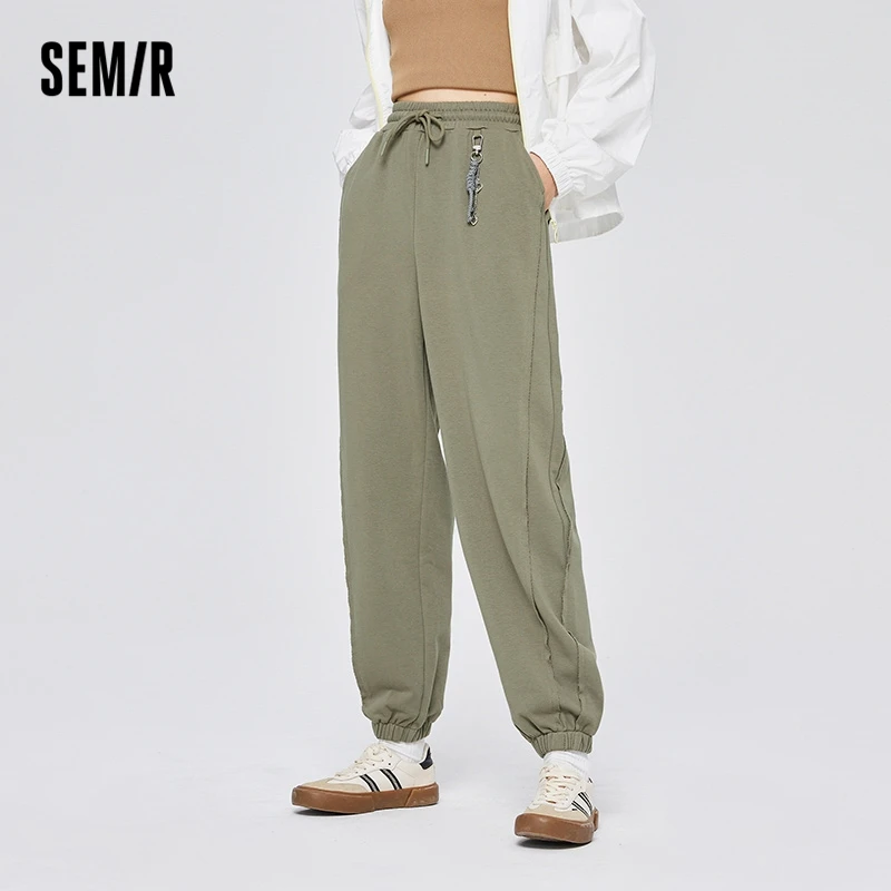 Imagem -03 - Semir Calças Casuais Mulheres Antibacteriano Elástico Cintura Calças Máquina Cuidadosa 2023 Início do Outono Novo Solto Sweatpants Doce