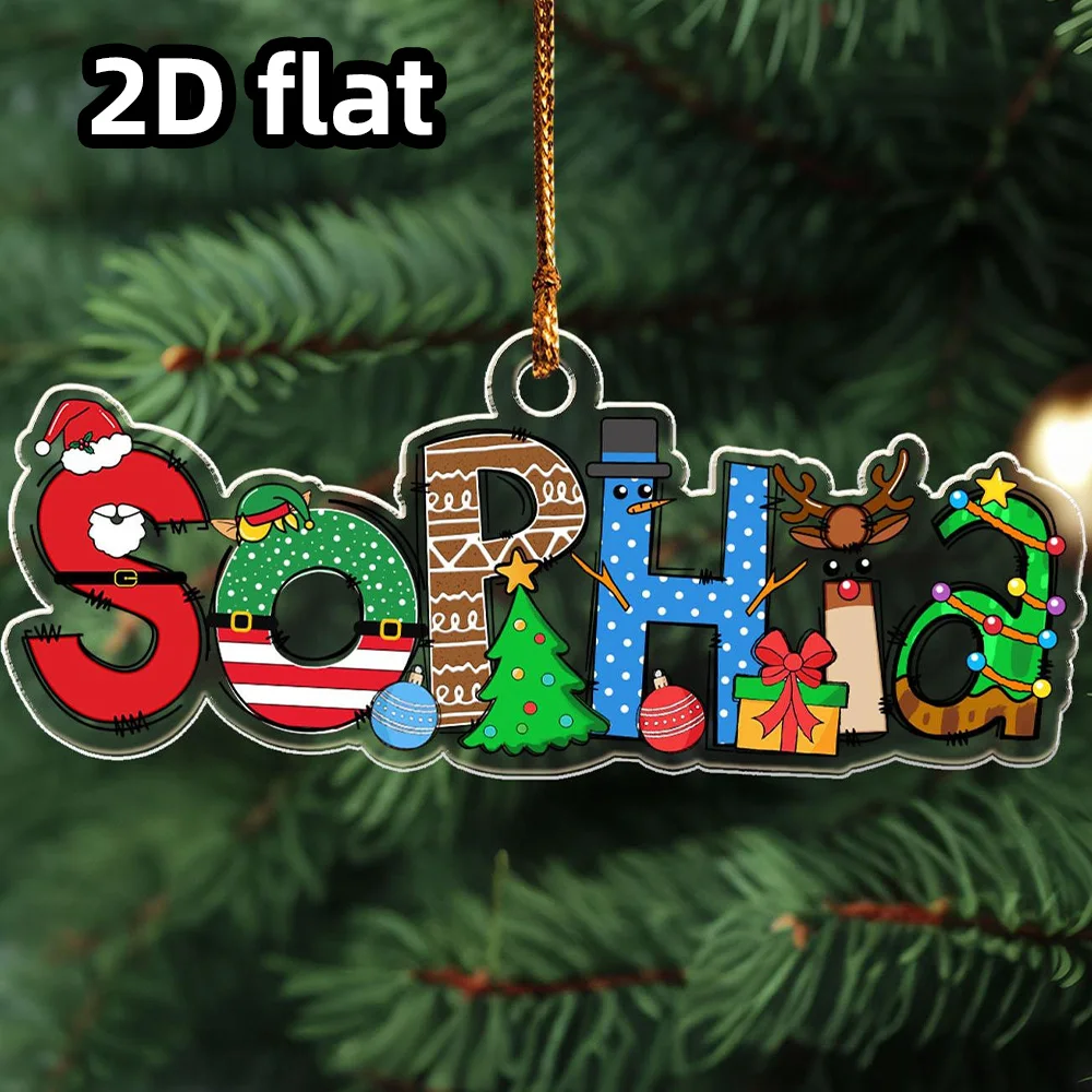 Personalized cartoon name Christmas ornaments, custom name ornaments, holiday gifts, newborn keepsakes, 