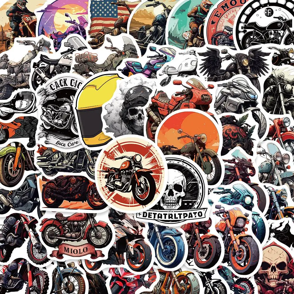 50PCS Creative Popular Motorcycle Graffiti Cartoon Waterproof Sticker DIY Phone Scrapbook Case Decoration Sticker Wholesale