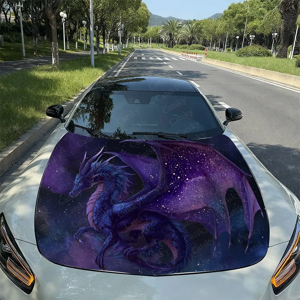 

The Purple Dramatic Dragon Car Vinyl Wraps, Engine Hood Decals, Splash-Resistant Features, Easy To Remove, Suitable For Hood Dec