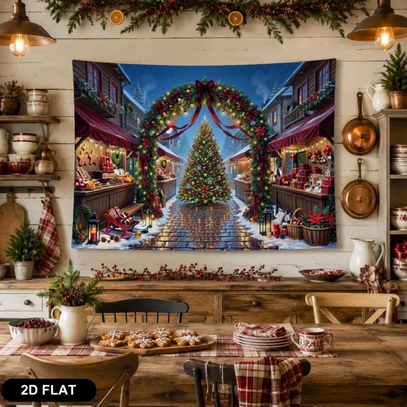 VIKAMA Nativity Stable Tapestry, Christmas Holy Night Angel Manger, Xmas Wall Hanging Decor for Home Religious Display