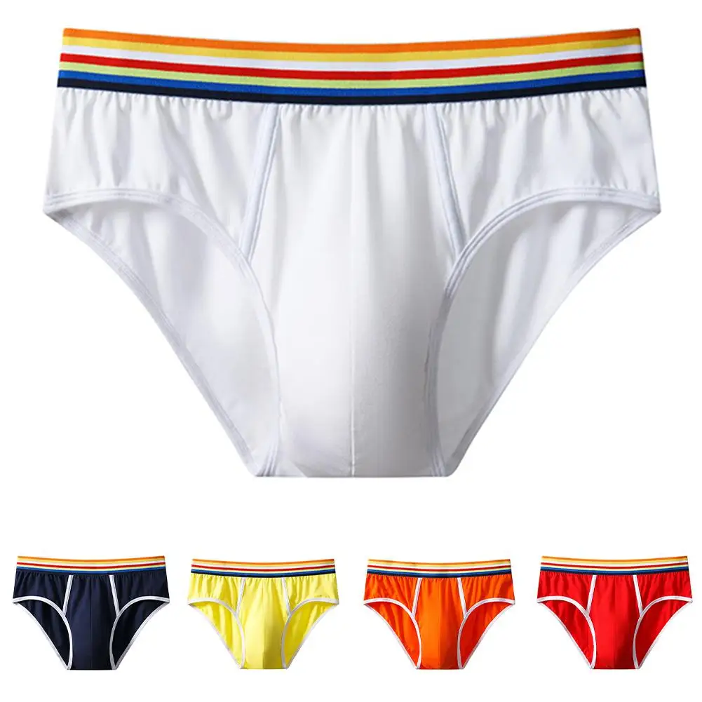 Breathable Briefs Men Underwear Color Matching Pattern Comfortable Fit Multiple Sizes Available For Daily Wear