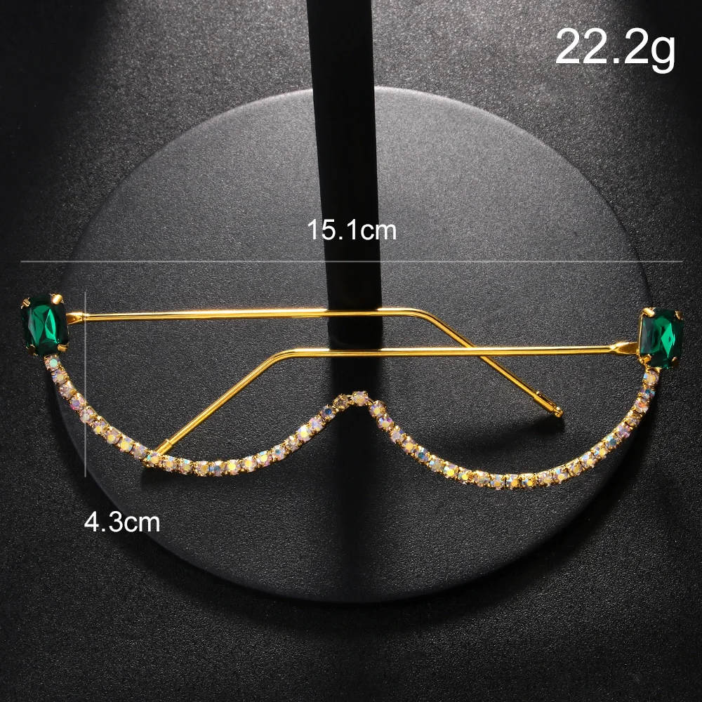 Stonefans AB Colorful Rhinestone Green Crystal Square Glasses Women Trending Luxury No lenses Eyeglasses Jewelry Accessories