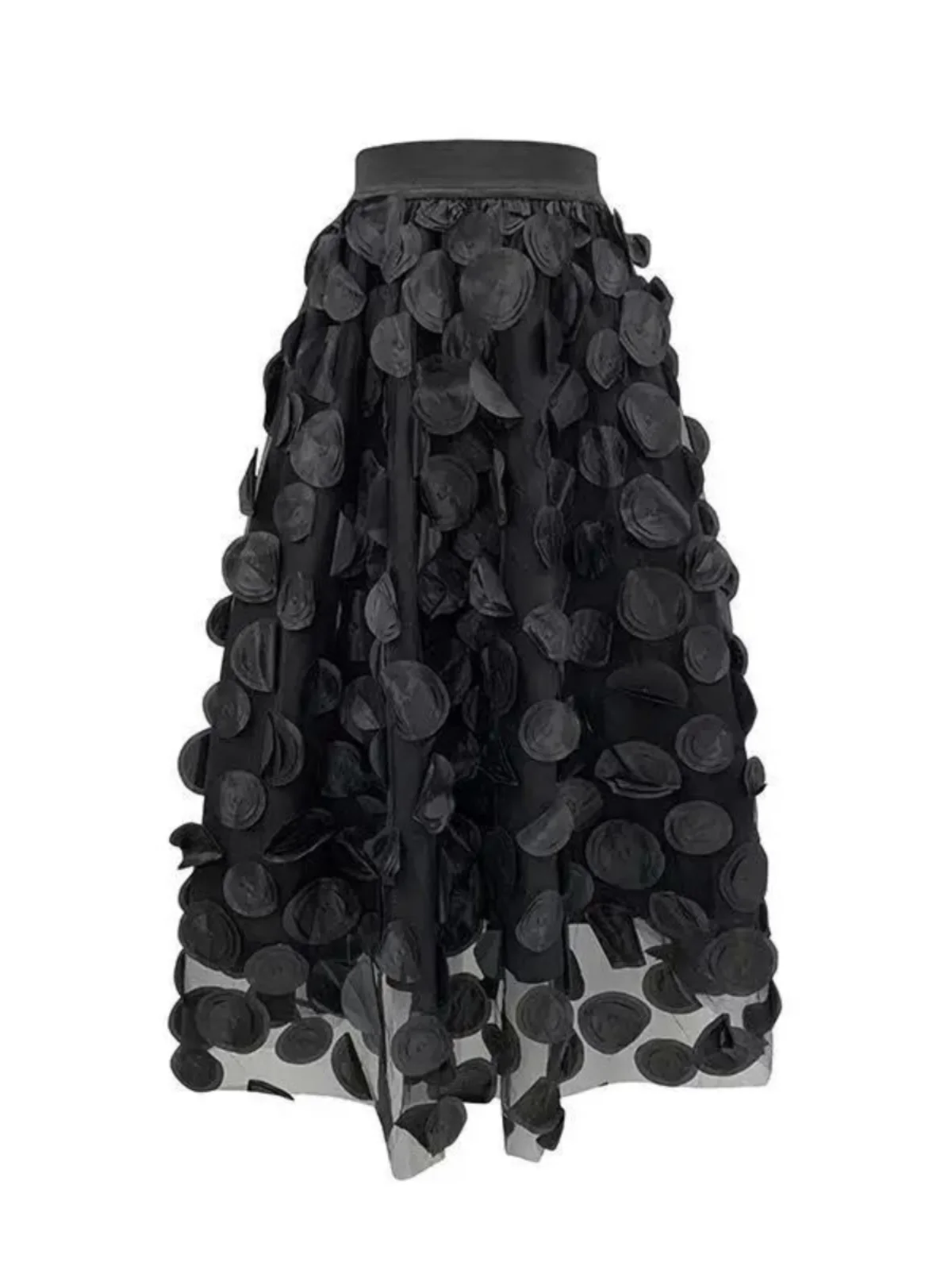 

Bla Polka Dot 3D Dot Me Skirt Elastic Waist Midi Skirt Street Sle Polyester Fabric A-Line Skirt Long Skirt