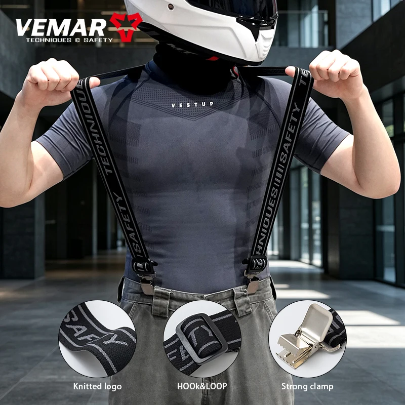Heavy Duty Motorcycle Suspenders Elastic Adjustable Y Back Braces for Riding Pants Durable Suspender Straps Black/Green M-L 1PC