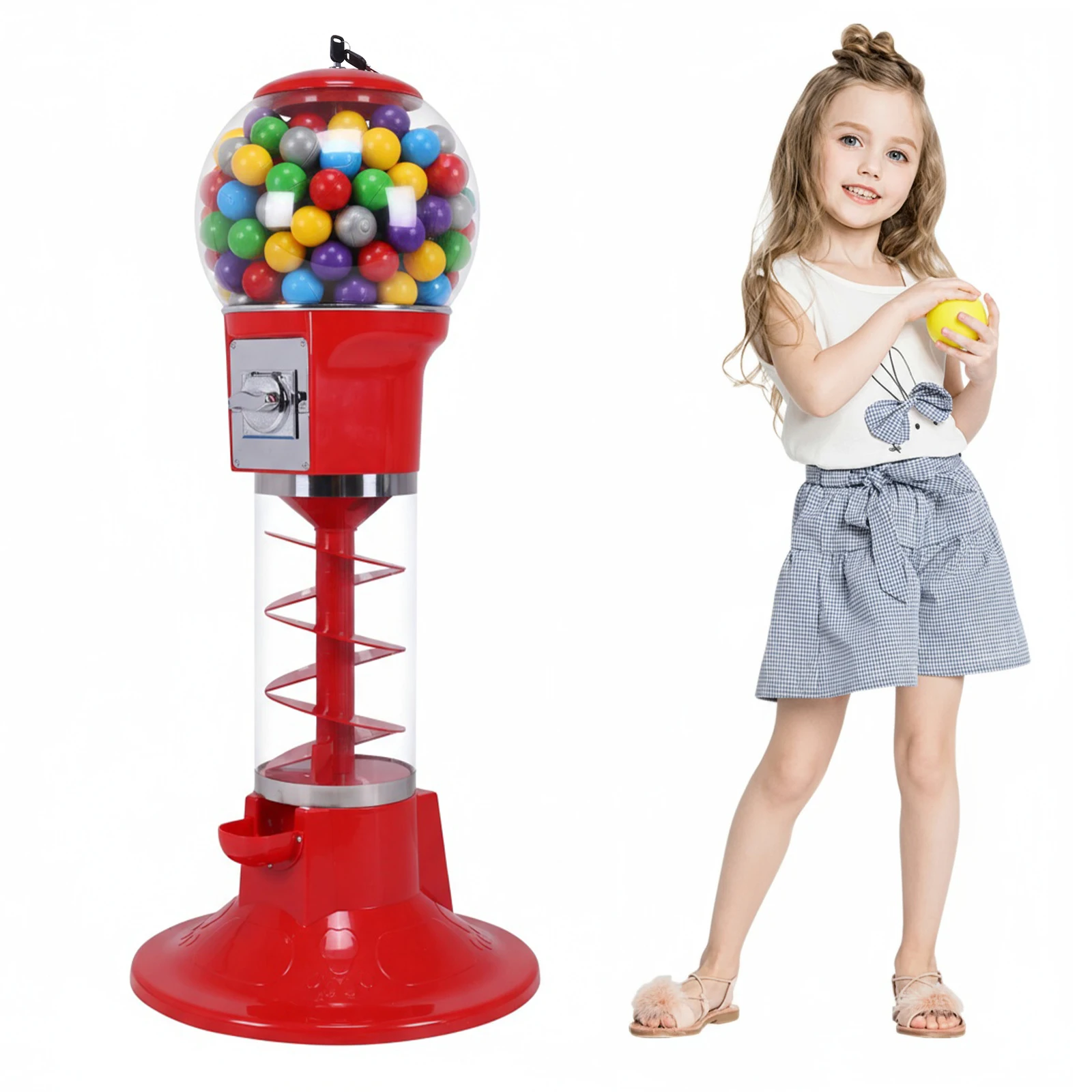 

Big Spiral Gumball Bank with Stand Standing Candy Dispense Toy Large Capacity Free Standing Toys Vend Machine for Amusement Park