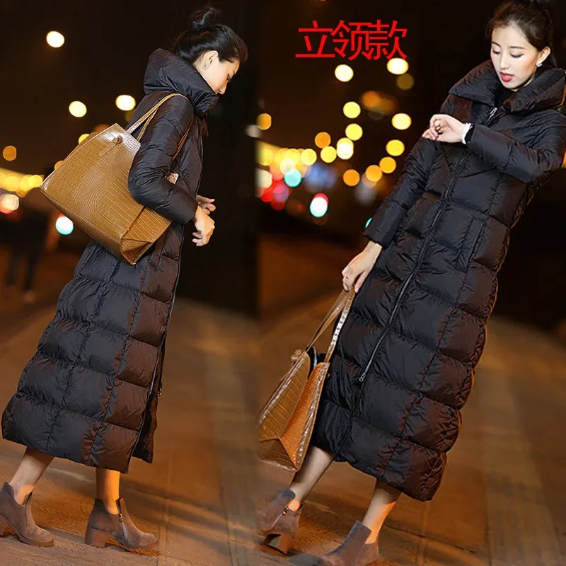 Verlängerte knielange dickere Damen Kapuzen Baumwoll jacke Herbst/Winter neue koreanische Winterkleid ung Frauen