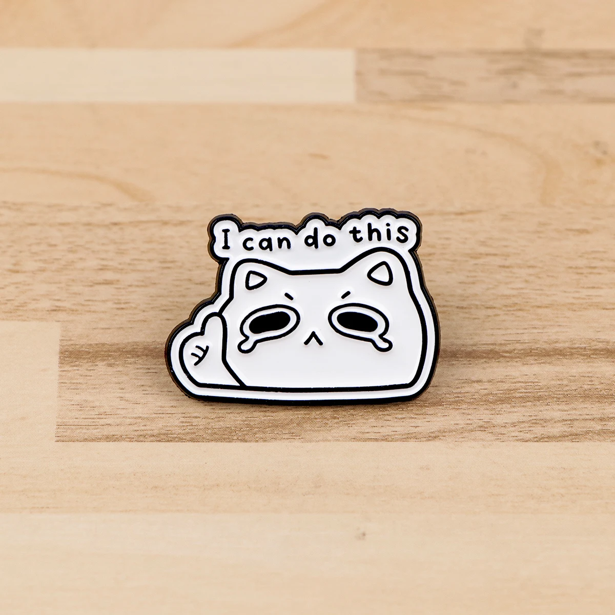 I can do this Enamel Pin Crying Cat Brooch Pines Lapel Pins Badge on Backpack Clothing Accessories Fashion Jewelry Friends Gifts