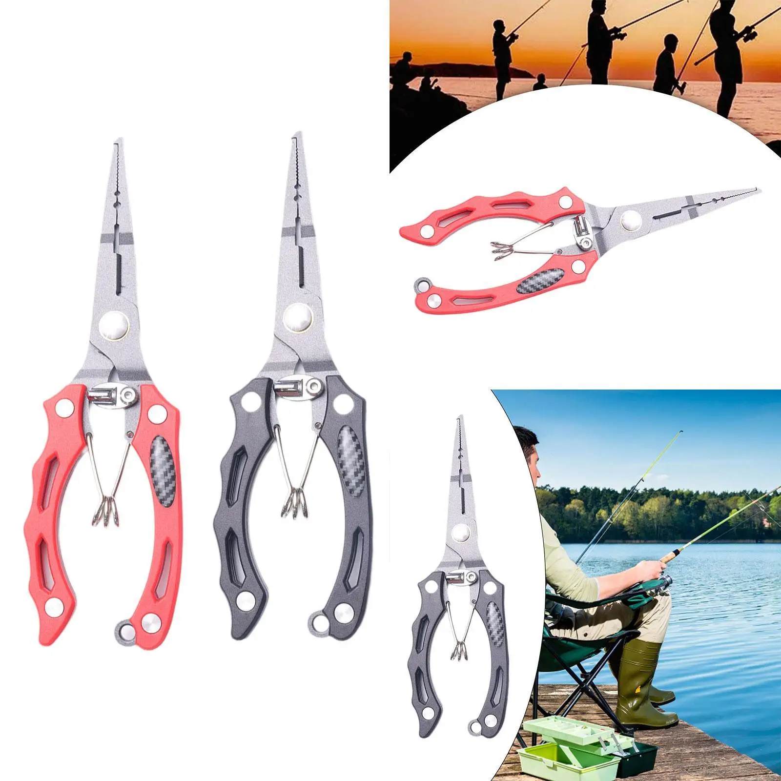 Fishing Pliers Hook Remover Scissors Portable Mutifunctional Gadget Equipment Nonslip Line Cutter Tool for Saltwater Ice Fishing