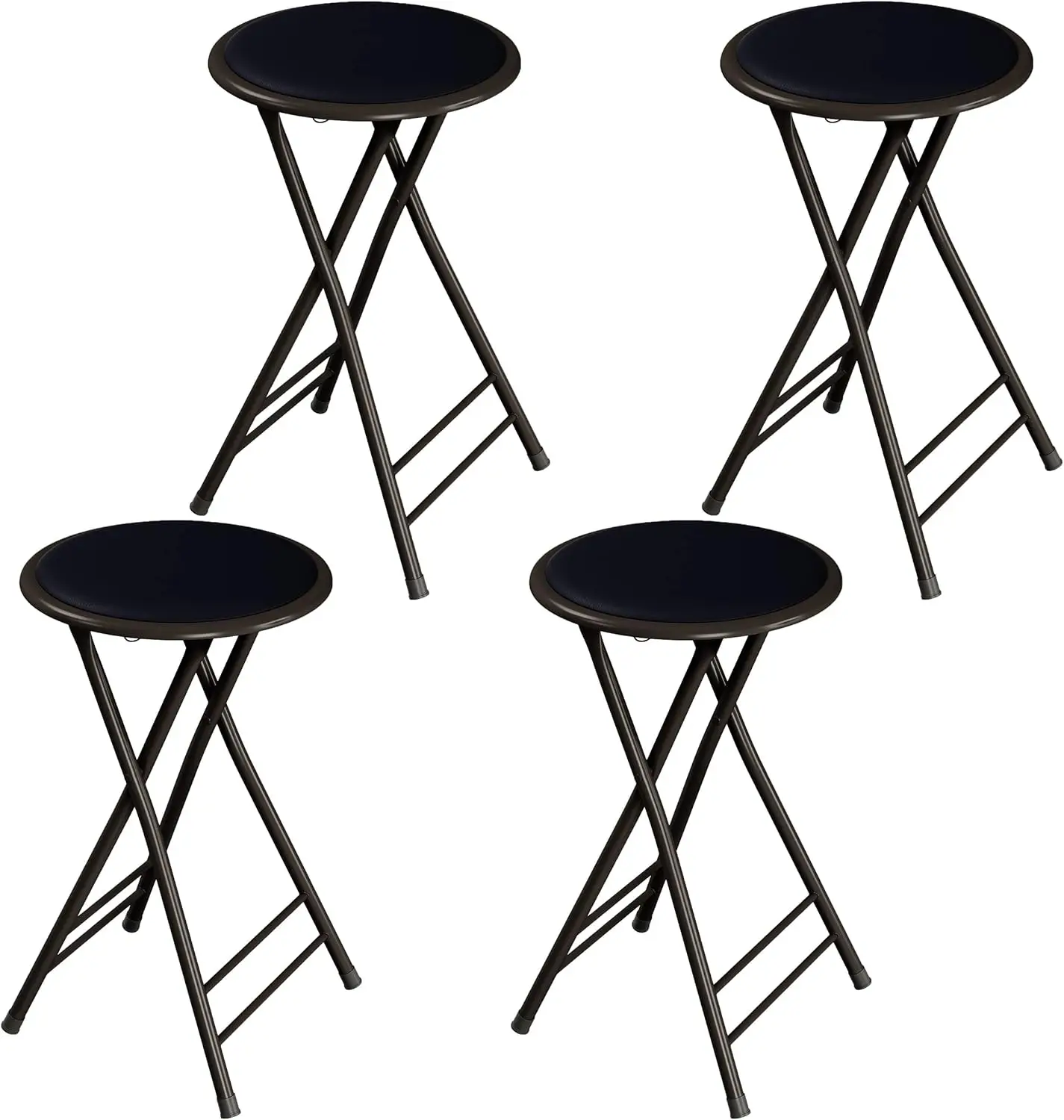 

Home Set of 4 Counter Height Bar Stools – 24-Inch Backless Folding Chairs with 225lb Capacity for Kitchen, Rec Room, or Game Roo