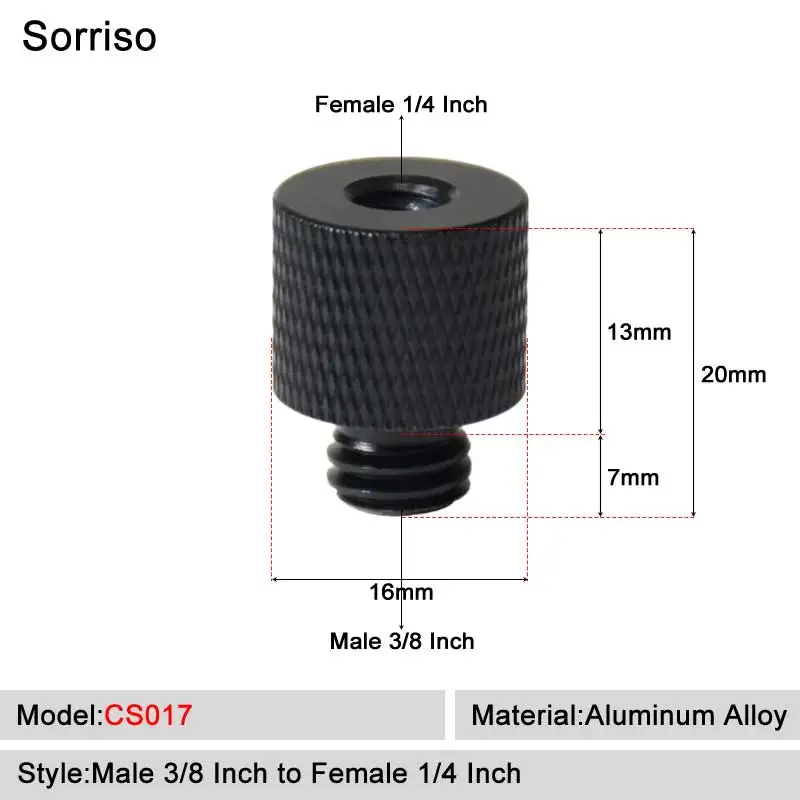 Sorriso 카메라 나사 어댑터, 라이브 플래시 브래킷용 삼각대 볼헤드, 3/8 인치에서 암 1/4 3/8, 5/8 인치 M4 M5 M6 M8 M10