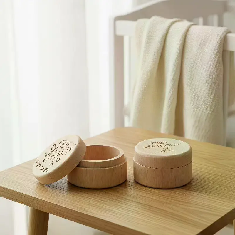 1Pcs Durable Collecting Teeth Baby Tooth Box Save Gifts Natural Solid Wood Milk Teeth Organizer With Lid