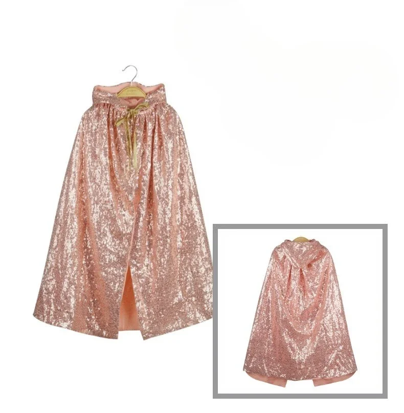 Hochwertiger Kinder-Umhang mit glitzernden Pailletten, stilvoller Schal-Mantel, trendiges grenzübergreifendes Outfit für Mädchen, geeignet für Feiertage und Themenveranstaltungen. – Detail 14