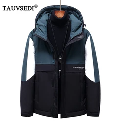 Winter Men Hooded Padded Duck Down Casual Parkas Coat Man Windproof Hiking Sport Outdoor Down Parkas Male Puffer Overcoat Jacket