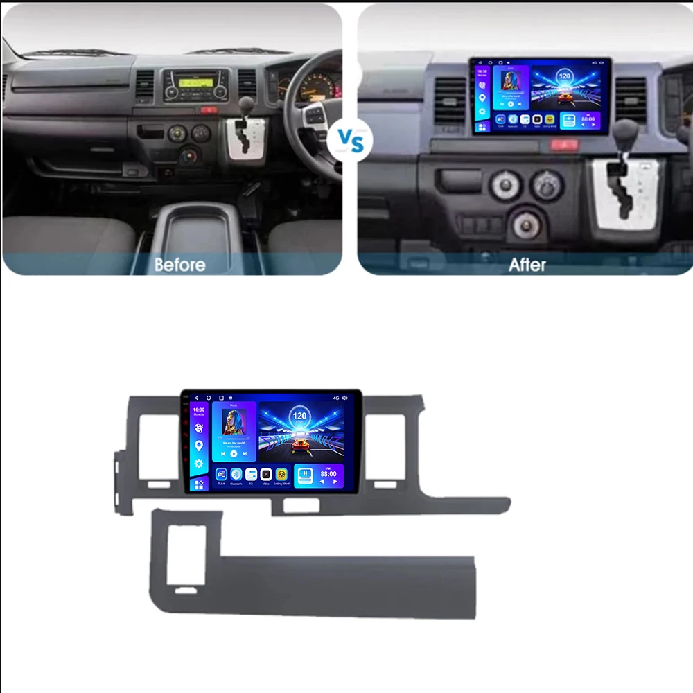 EKIY Car Radio With Screen For Toyota Hiace Quantum Ventury H200 RHD 2004-2018 4G Video Camera 2 Din Radio Navigation GPS