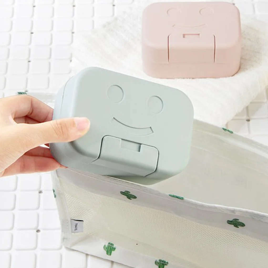 Waterproof Travel Soap Box Case Bathroom Holder Dish with Lid Lockable Lovely Convenient Candy Color for Accessory