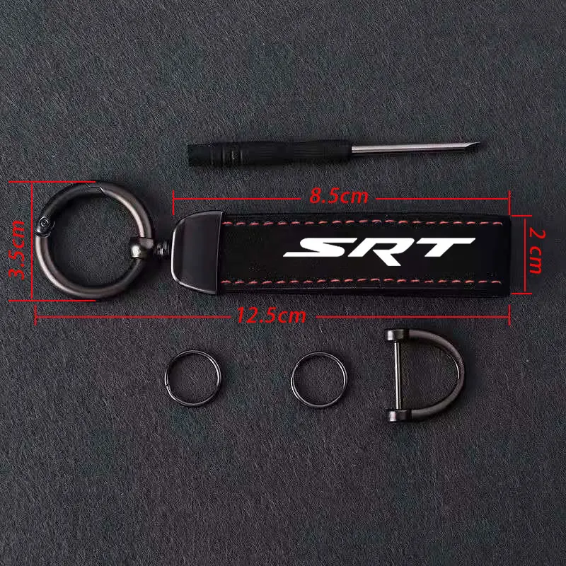 Car keychain suede Horseshoe Buckle Fashing Decoration Key Ring Tag Buckle Lanyard Gift for Dodge SRT Car Accessories Universal