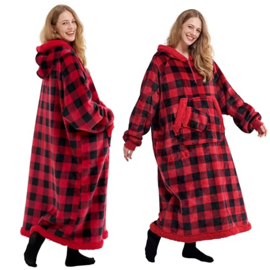 

Giggling Getup Wearable Blanket Hoodie for Women Men Gifts for Women Sherpa Fleece Long Hooded Blanket Sweatshirt Cozy Sherpa W