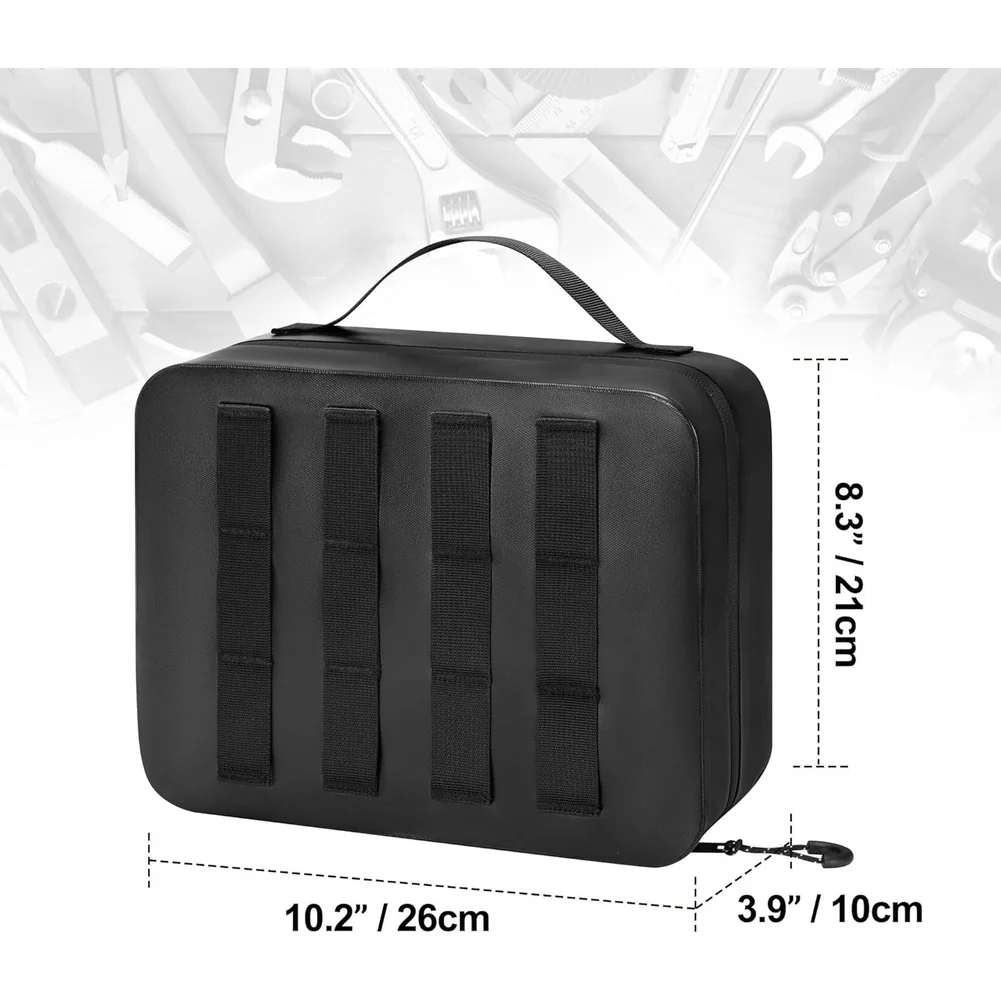 1 Pcs Black Canvas Tool Bag Multi-Compartment Portable Storage Pouch With Removable Panels For Electrician Outdoor Work Gear