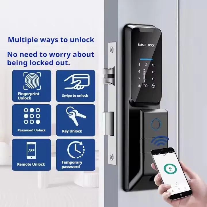 zc02 TUYA Wifi Smart Door Lock for Aluminum Door Fingerprint & Keypad Multiple Password Code Unlocking Smart Home Access