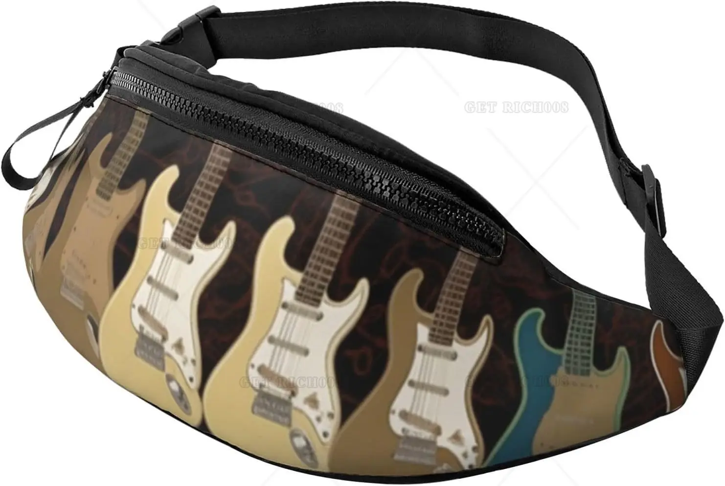 حزمة فاني بنمط الجيتار الفني للرجال والنساء، حقائب خصر عصرية للجري، حقائب كروس، حقيبة بحزام مع حزام رياضي قابل للتعديل