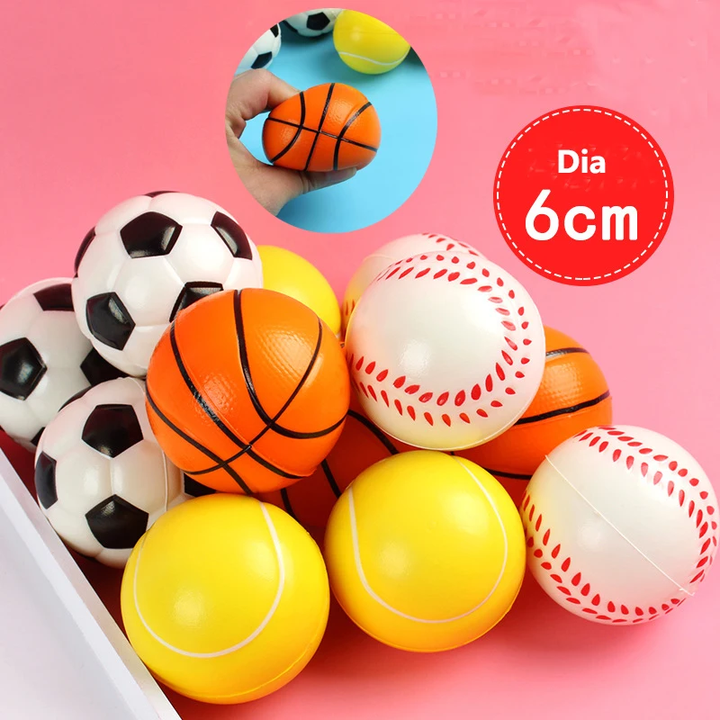Pelota de espuma suave para niños, pelota de 60mm para fútbol, baloncesto, béisbol, tenis, juguete de esponja para ventilación, relleno de piñata para fiesta de cumpleaños, 5 uds.